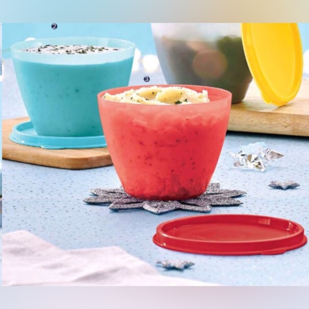 Tupperware Classic Freezer Container Set of 2 Red & Blue